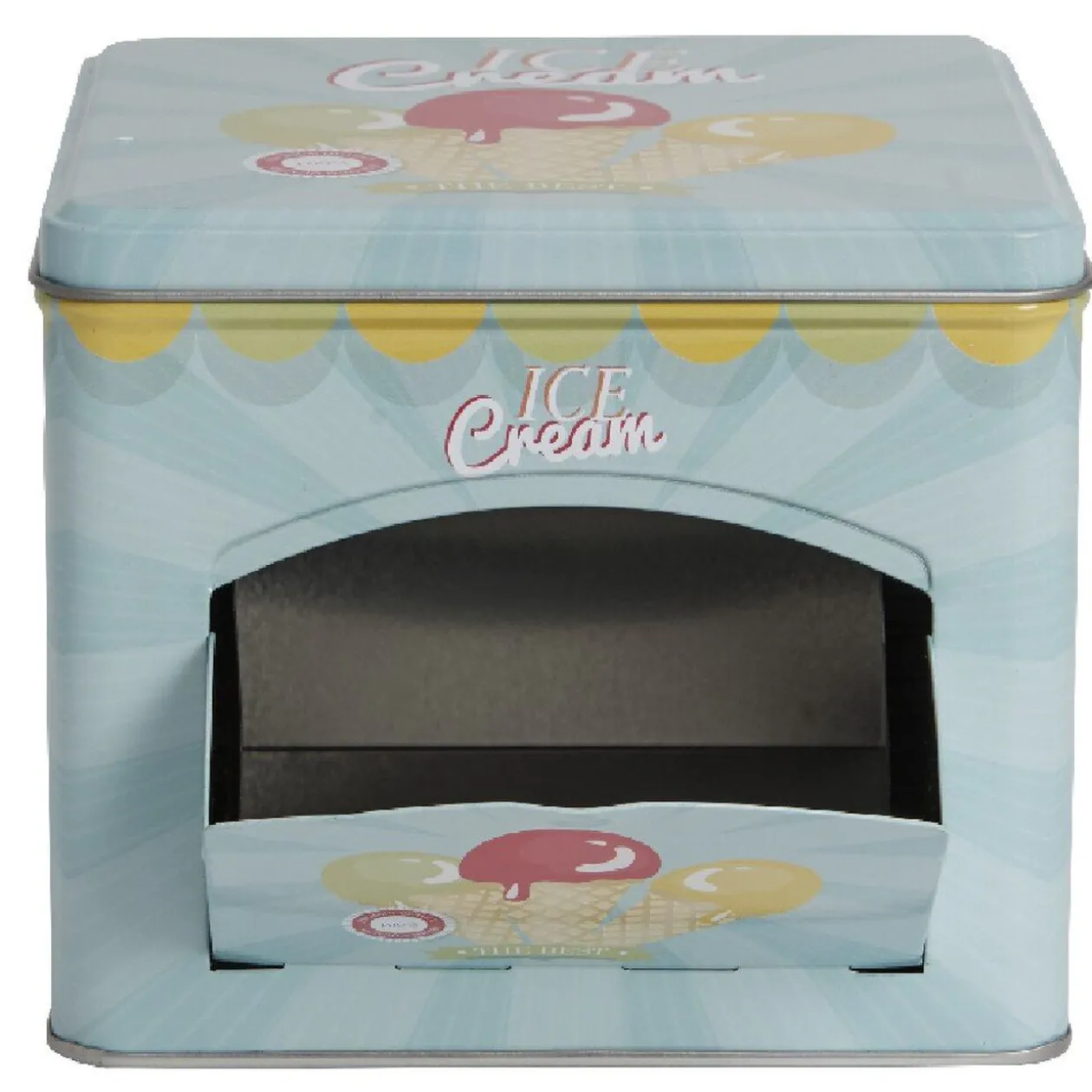 Boîte à gâteaux bleue décor glace multicolore