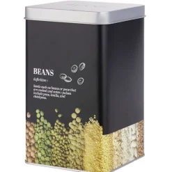 Boîte à légumes secs en métal noir design beans - 10,7x10,7xH.17,5cm