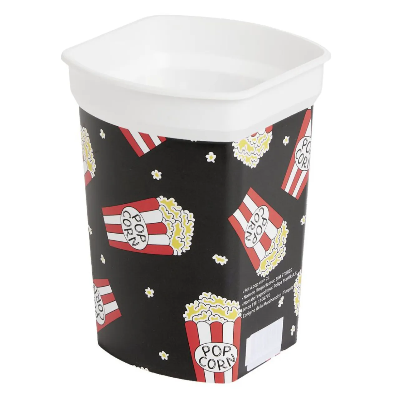 Boîte à pop corn 2L - 13,4x13,4xH18,4cm