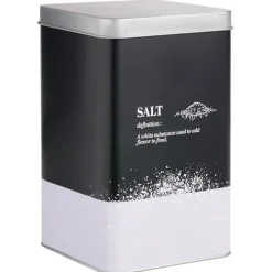 Boîte à sel en métal noir et gris design salt - 10,7x10,7xH.17,5cm