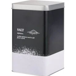 Boîte à sel en métal noir et gris design salt - 10,7x10,7xH.17,5cm