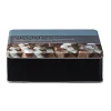 Boîte à sucre rectangulaire en métal décorée bleu gris