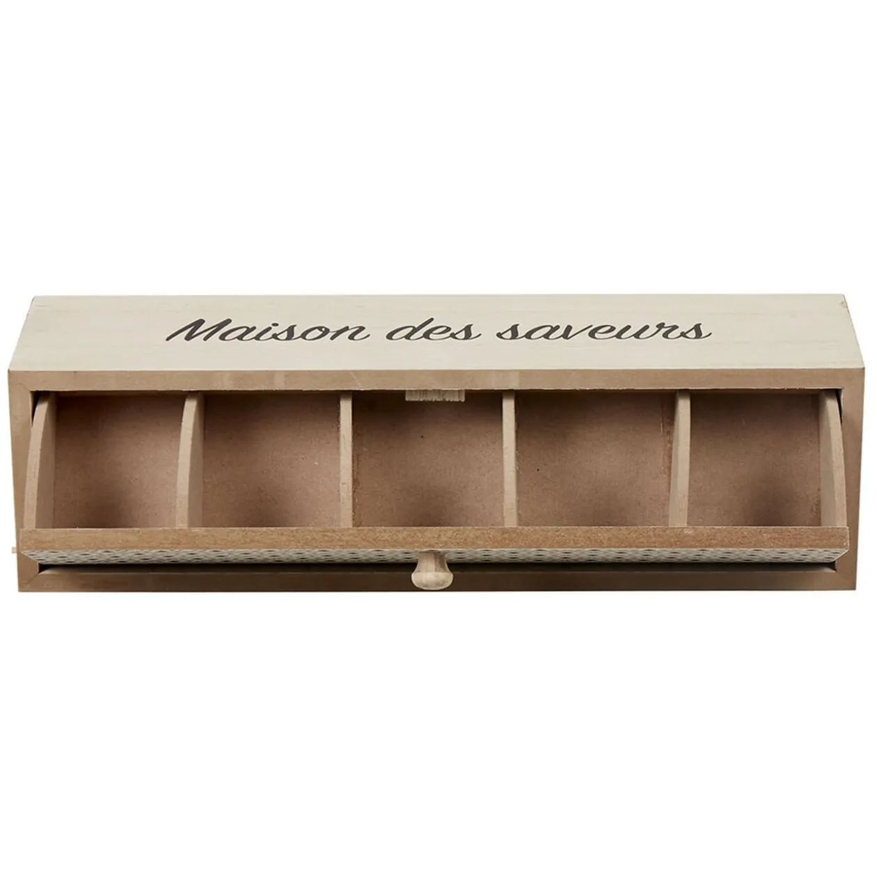 Boîte à thé bois design géométrique naturel et noir