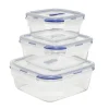 Boîte alimentaire en verre trempé transparent x3