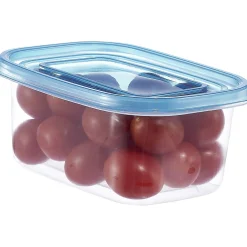 Boîte alimentaire transparente couvercle bleu x18