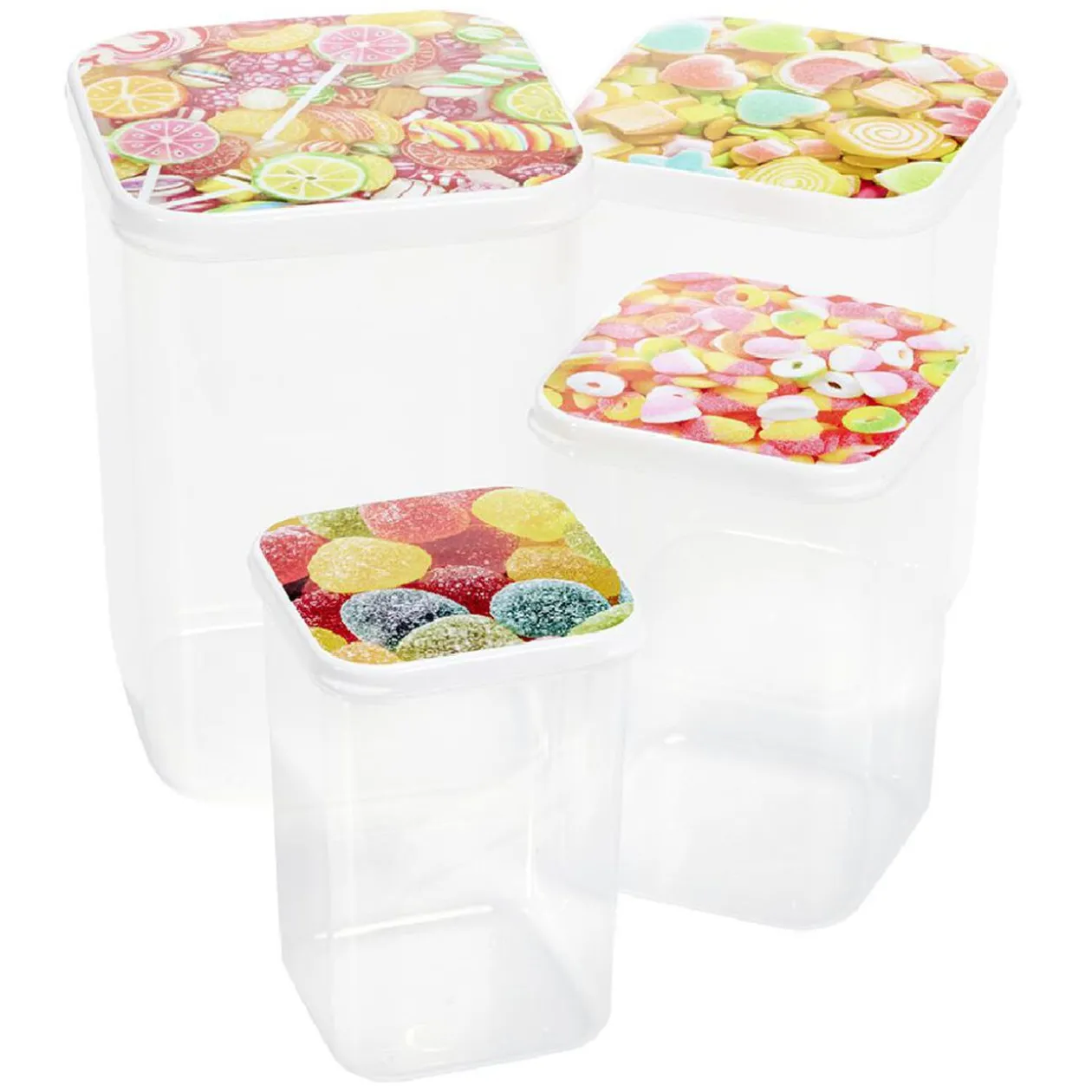 Boîte alimentaire transparent couvercle imprimé x4
