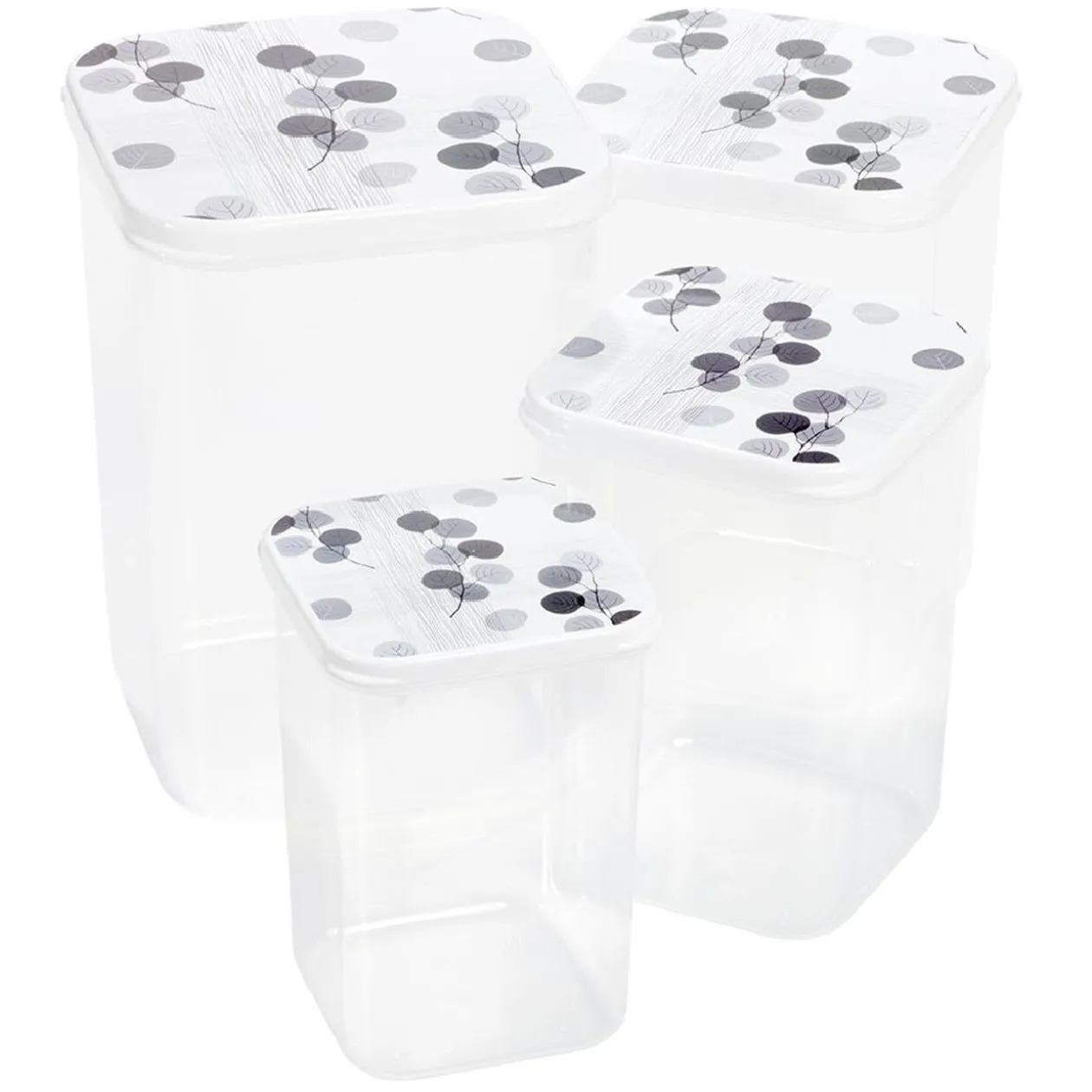 Boîte alimentaire transparent couvercle imprimé x4