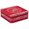 Boîte de Noël carré vintage métal Merry Christmas rouge