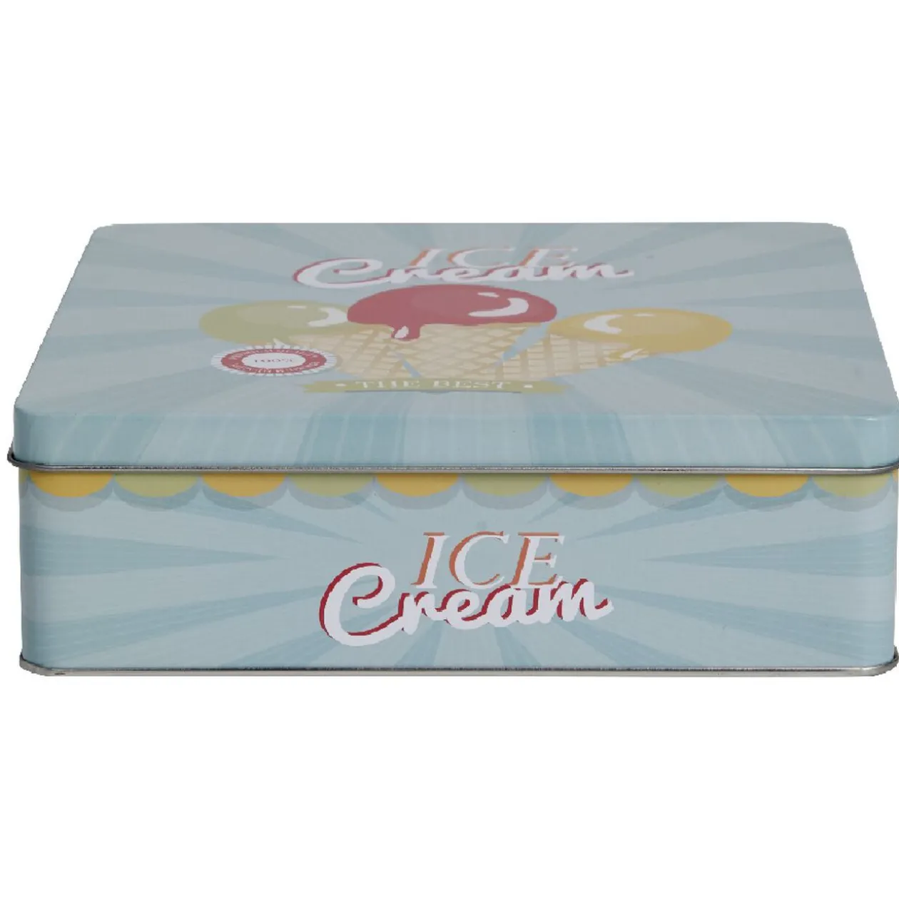 Boîte de rangement cuisine bleue décor glace multicolore