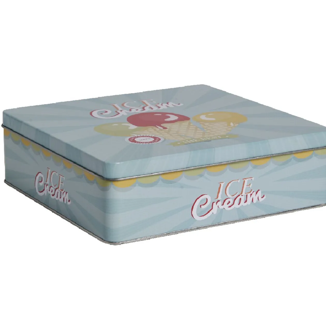 Boîte de rangement cuisine bleue décor glace multicolore