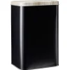 Boîte rectangulaire en métal noir avec couvercle effet bois
