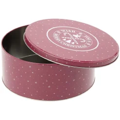 Boîte ronde en métal pour gâteaux de Noël