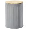 Boîte ronde métal embossée avec couvercle bambou Ø10xH13,5cm