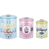 Boîte vintage encastrable bleue rose et jaune x3