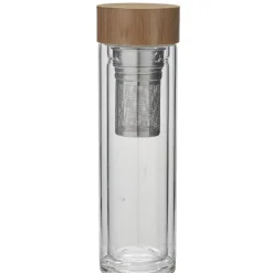 Bouteille à thé en verre et bambou naturel