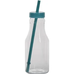 Bouteille en plastique avec paille colorée x10