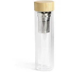 Bouteille en verre avec infuseur inox et bouchon en bambou 450ml