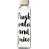 Bouteille en verre inscription noire avec bouchon en bambou 730 ml