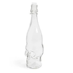 Bouteille Halloween 1L en verre forme tête de mort noire
