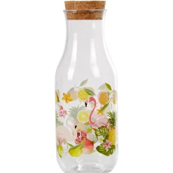 Bouteille plastique et bouchon liège flamant rose exotique