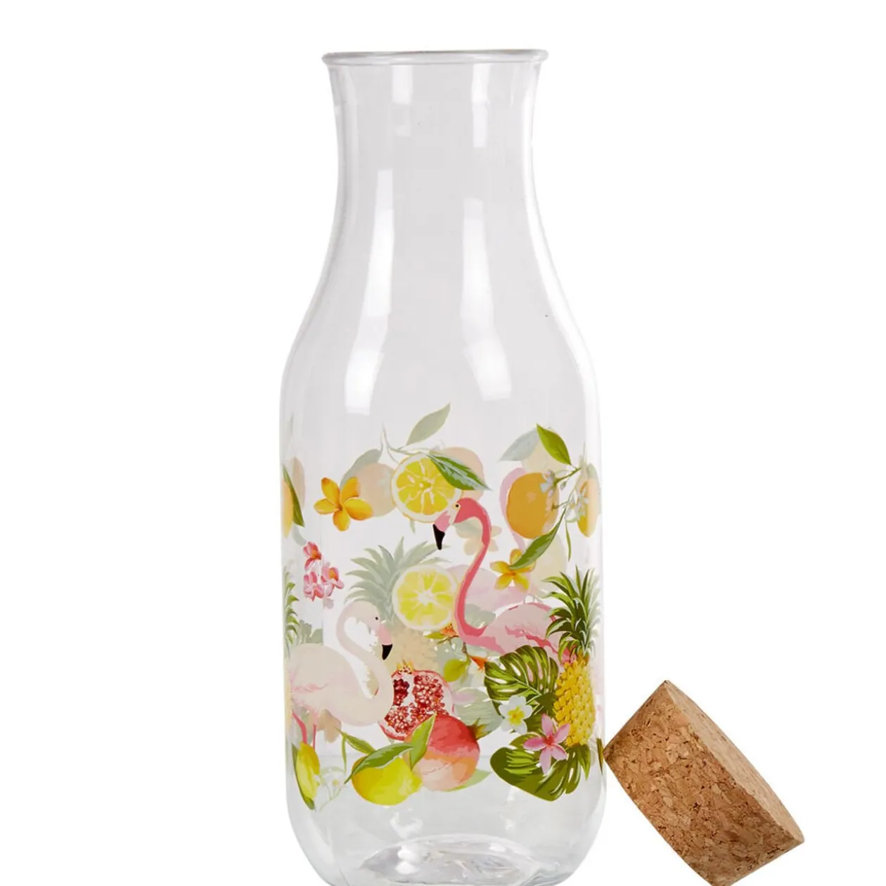 Bouteille plastique et bouchon liège flamant rose exotique