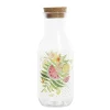 Bouteille transparente motif fruits exotiques bouchon liège