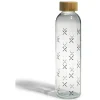 Bouteille verre transparent à motif noir avec bouchon en bambou 730ml