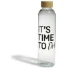 Bouteille verre transparent design noir avec bouchon bambou 730ml