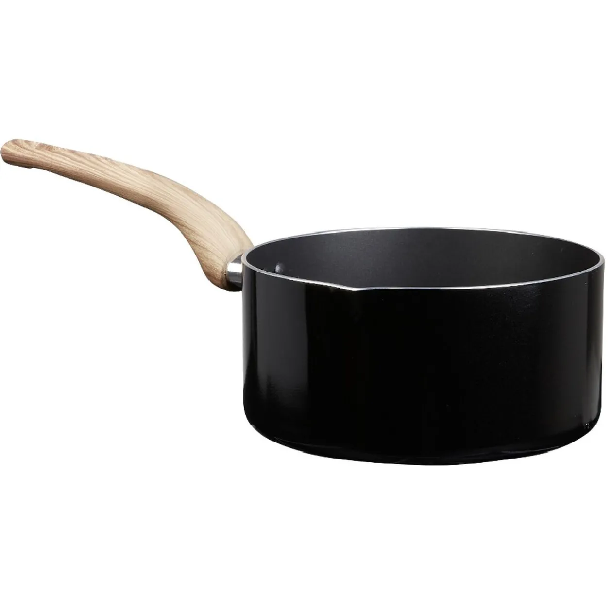 Casserole noire manche effet bois Ø 20