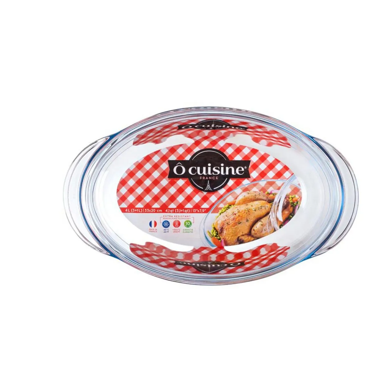 Cocotte ovale en verre transparent 4 L