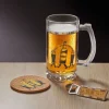 Coffret bière 3 pièces verre décapsuleur et sous-verre - 2 modèles