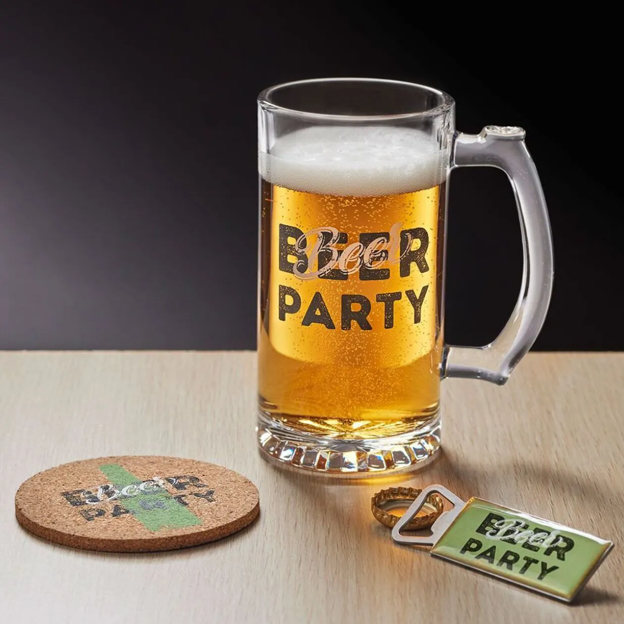 Coffret bière 3 pièces verre décapsuleur et sous-verre - 2 modèles
