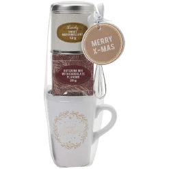 Coffret mug XXL avec boisson et biscuits Noël doré