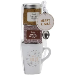 Coffret mug XXL avec boisson et biscuits Noël doré