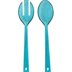 Couvert à salade bleu martelé x2
