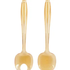 Couvert à salade plastique orange transparent x2