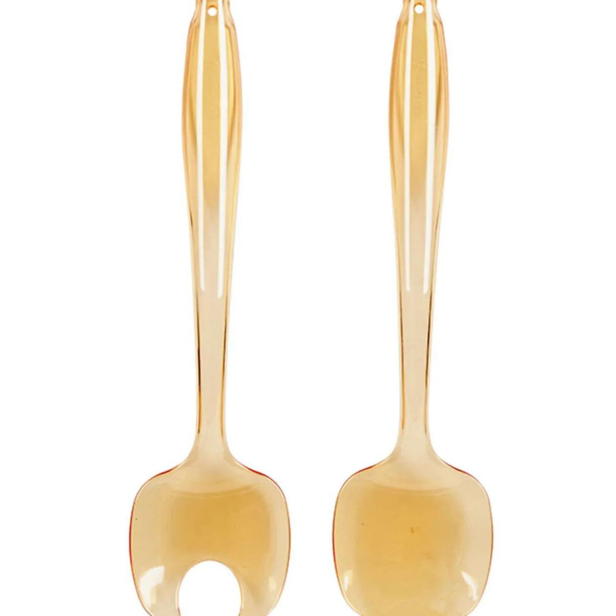 Couvert à salade plastique orange transparent x2