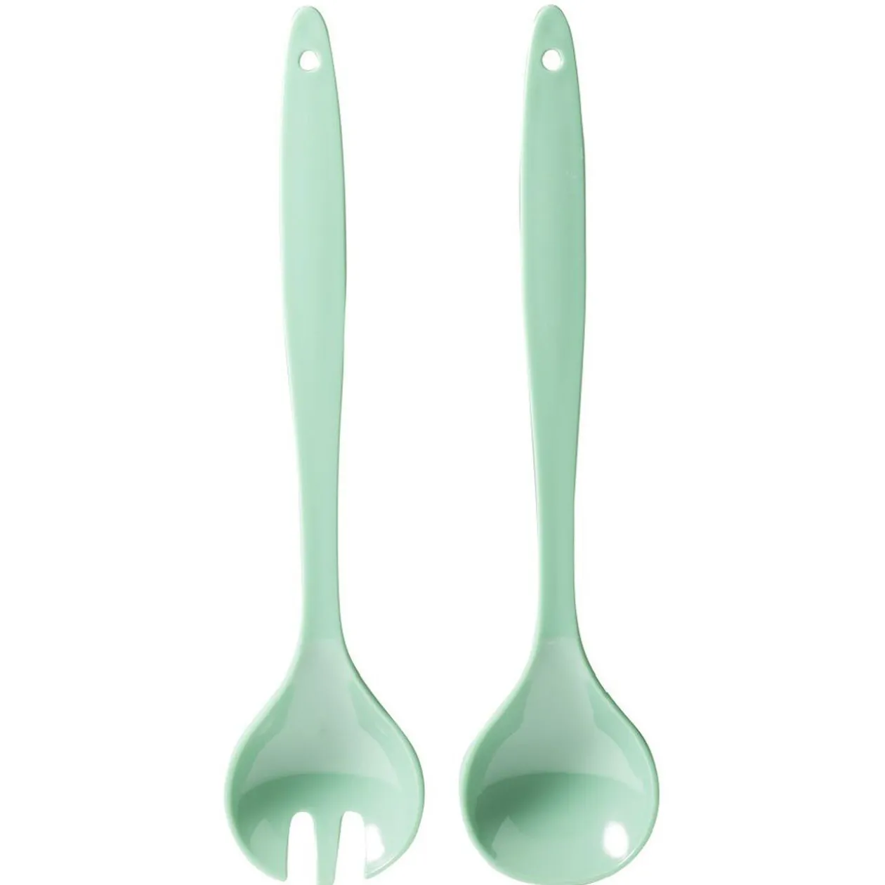 Couverts à salade en plastique vert x2