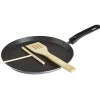 Crêpière grise et noire avec ustensiles