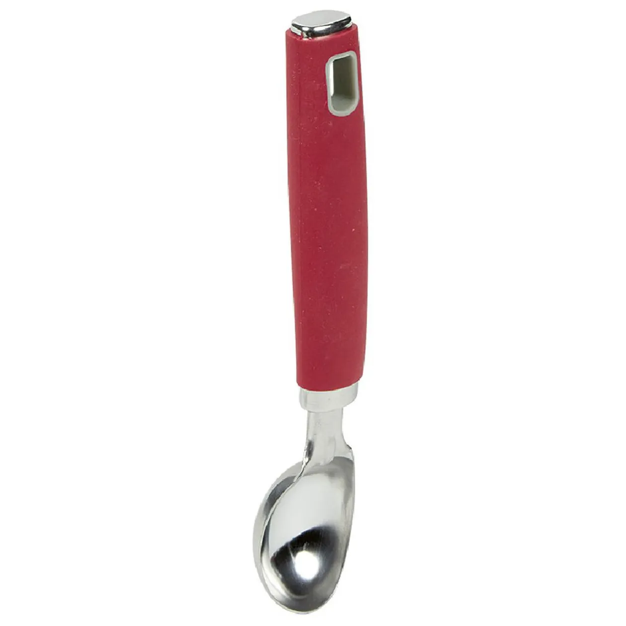 Cuillère à glace inox avec manche en polypropylène rouge