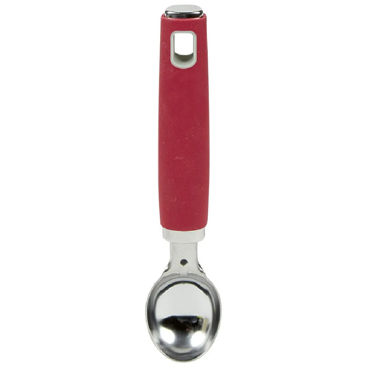 Cuillère à glace inox avec manche en polypropylène rouge