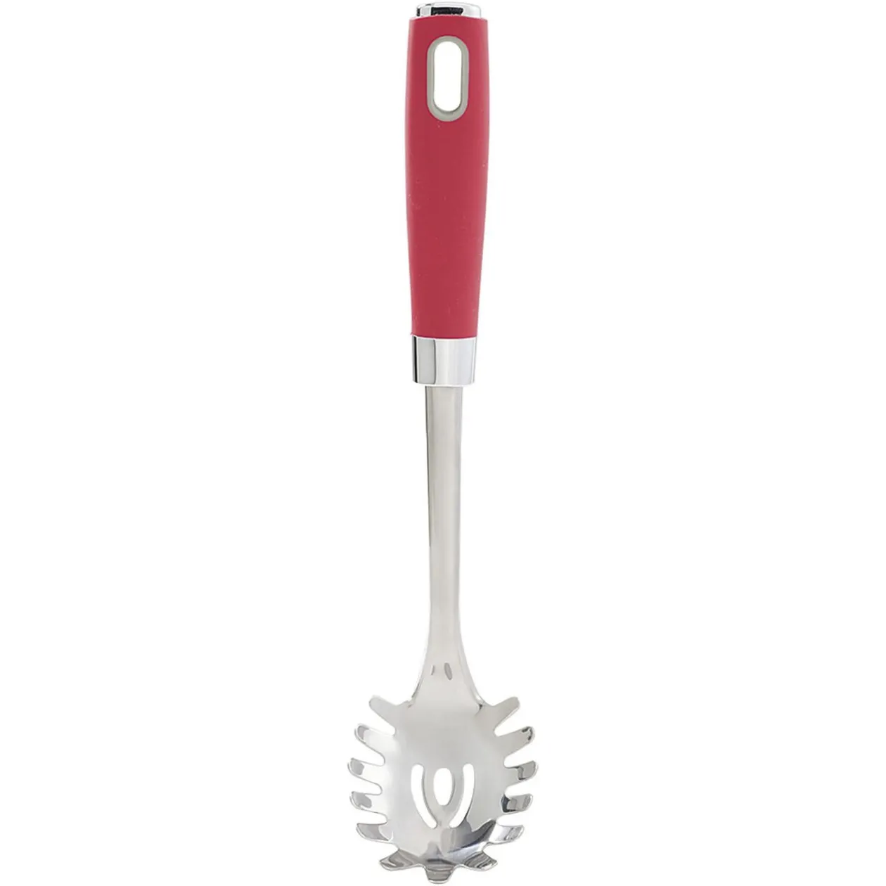 Cuillère à spaghetti en inox manche en polypropylène rouge