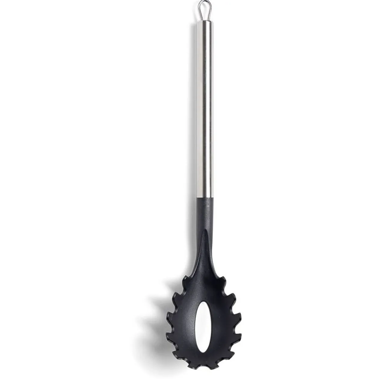 Cuillère à spaghetti en plastique noir avec manche en inox L.33,5cm
