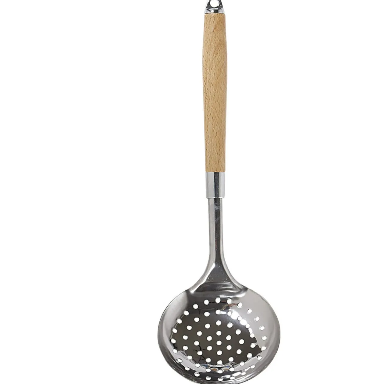 Écumoire en inox avec manche en bois