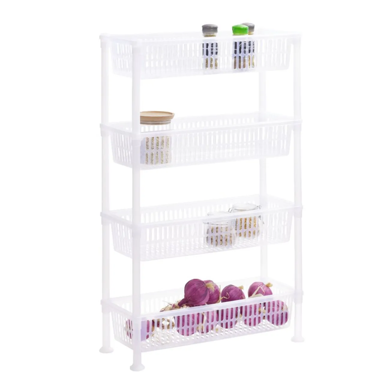 Desserte 4 niveaux plastique transparent 50x19,5xH82cm