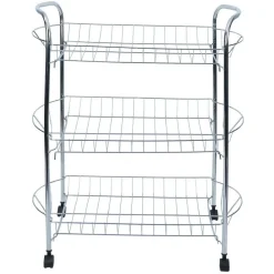 Desserte en métal gris 3 niveaux - L.51xl.26,5xH.57cm