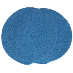 Dessous de plat rond coton rouge vert ou bleu x2