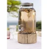 Distributeur de boisson en verre et socle en bois