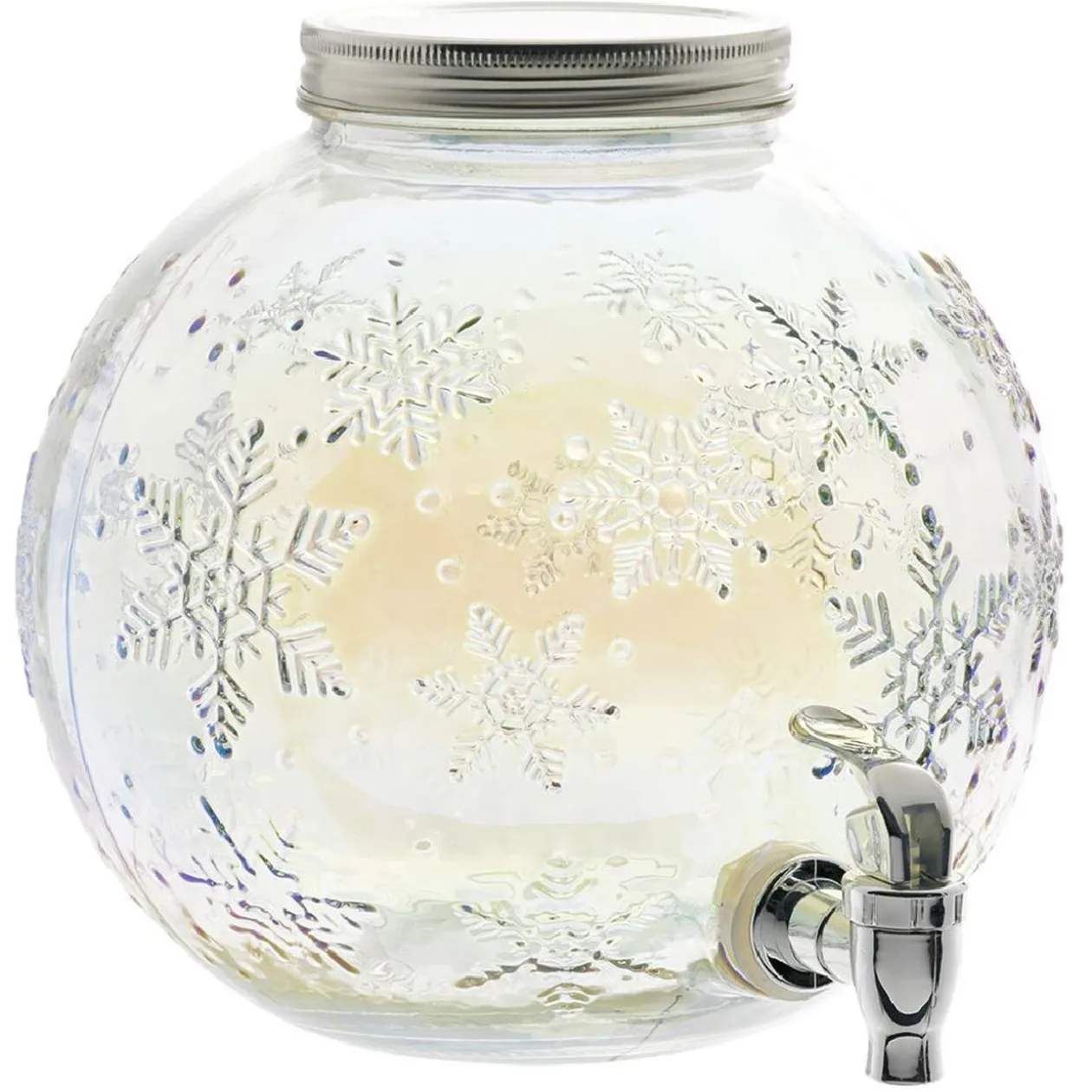 Distributeur de boisson en verre motif flocons iridescent 5,5L