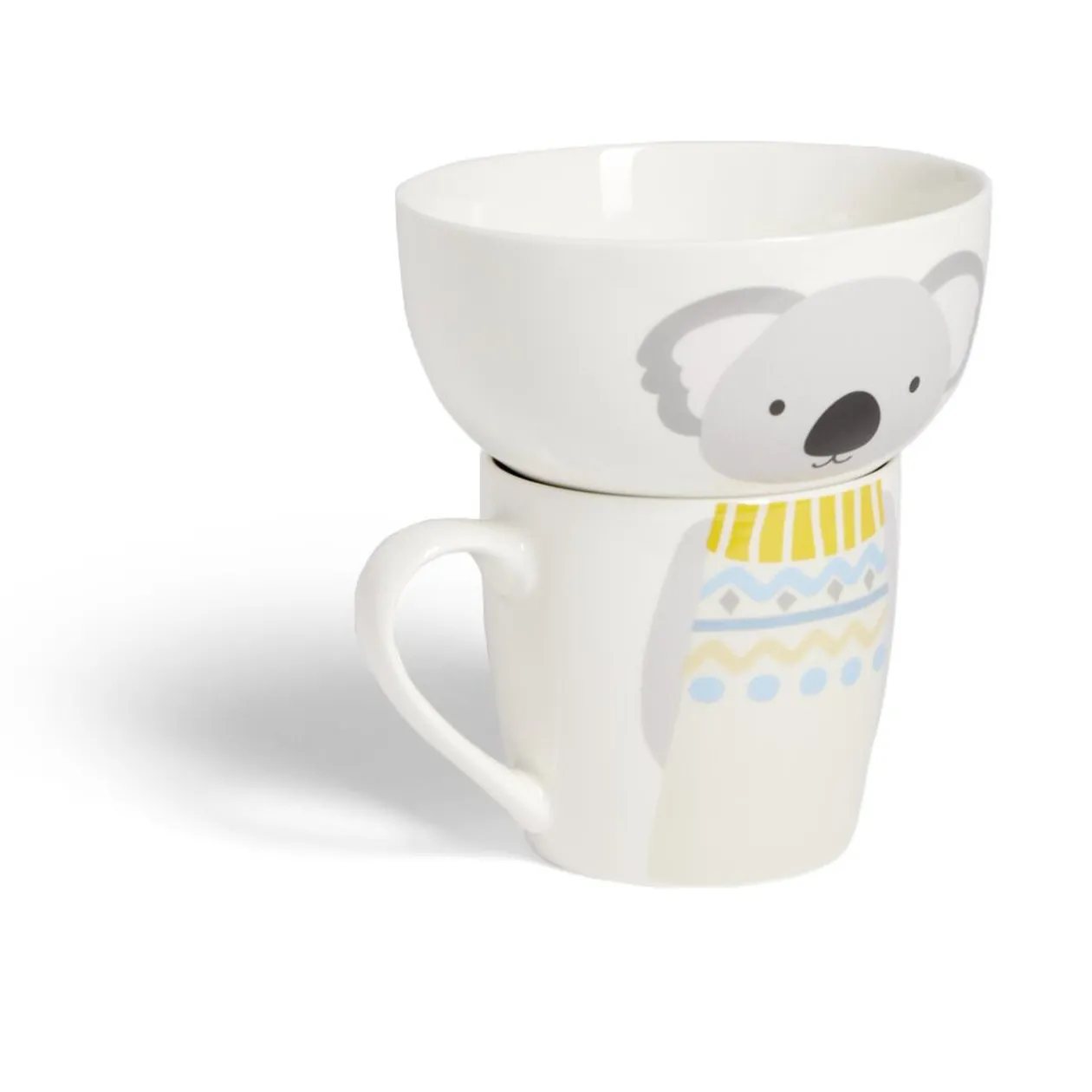 Ensemble bol et mug en porcelaine motif enfant motif koala H15cm